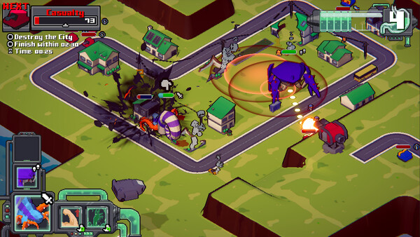 Screenshot of Kaiju Inc. gameplay showing in-action mechanics