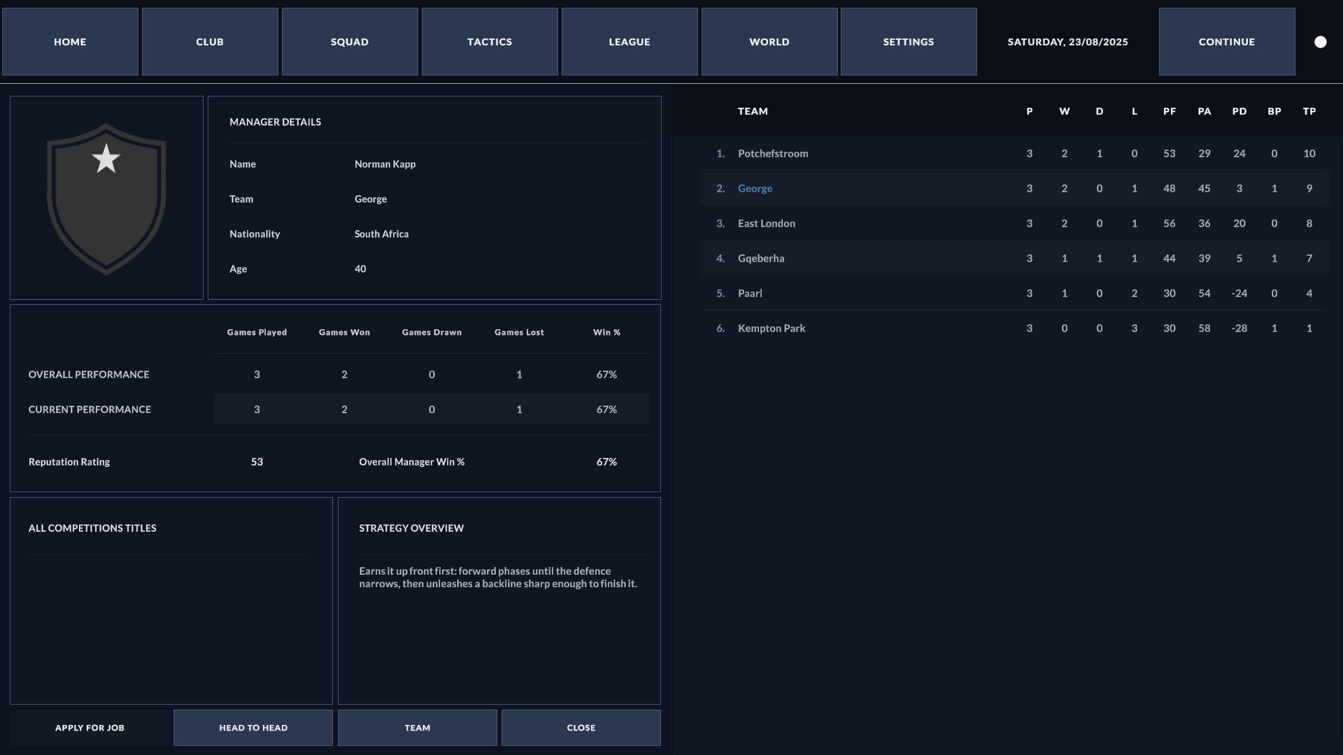 Rugby Career Manager screenshot 9