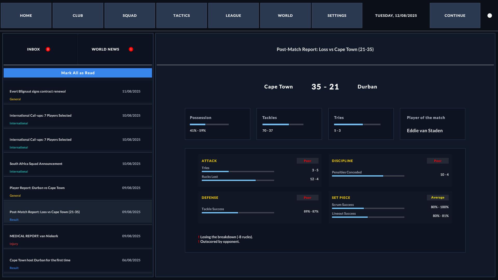 Rugby Career Manager screenshot 5
