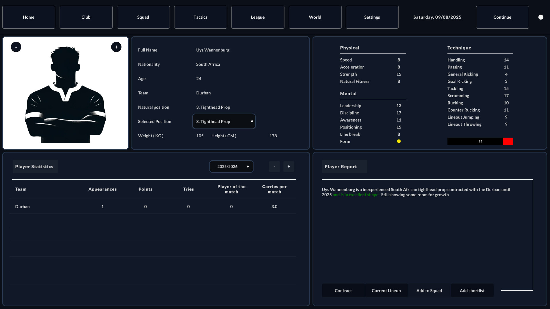 Rugby Career Manager screenshot #2