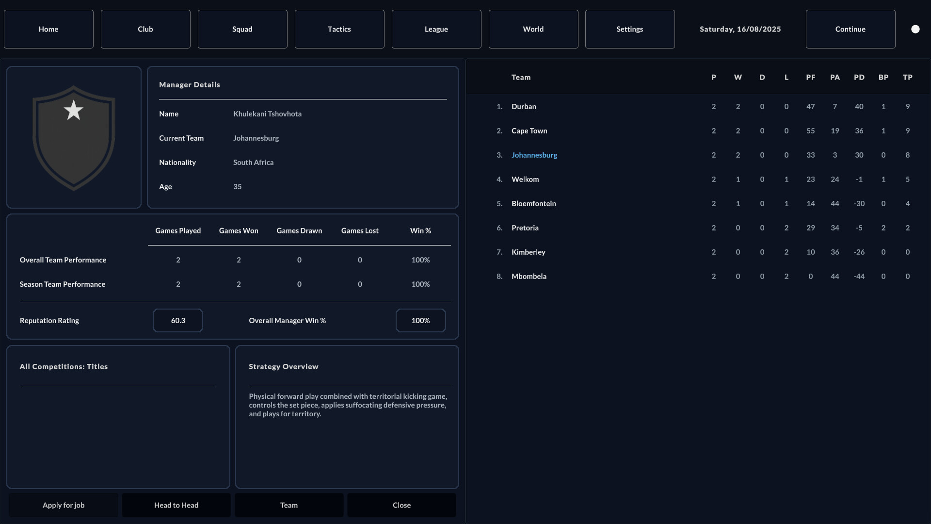 Rugby Career Manager screenshot #7