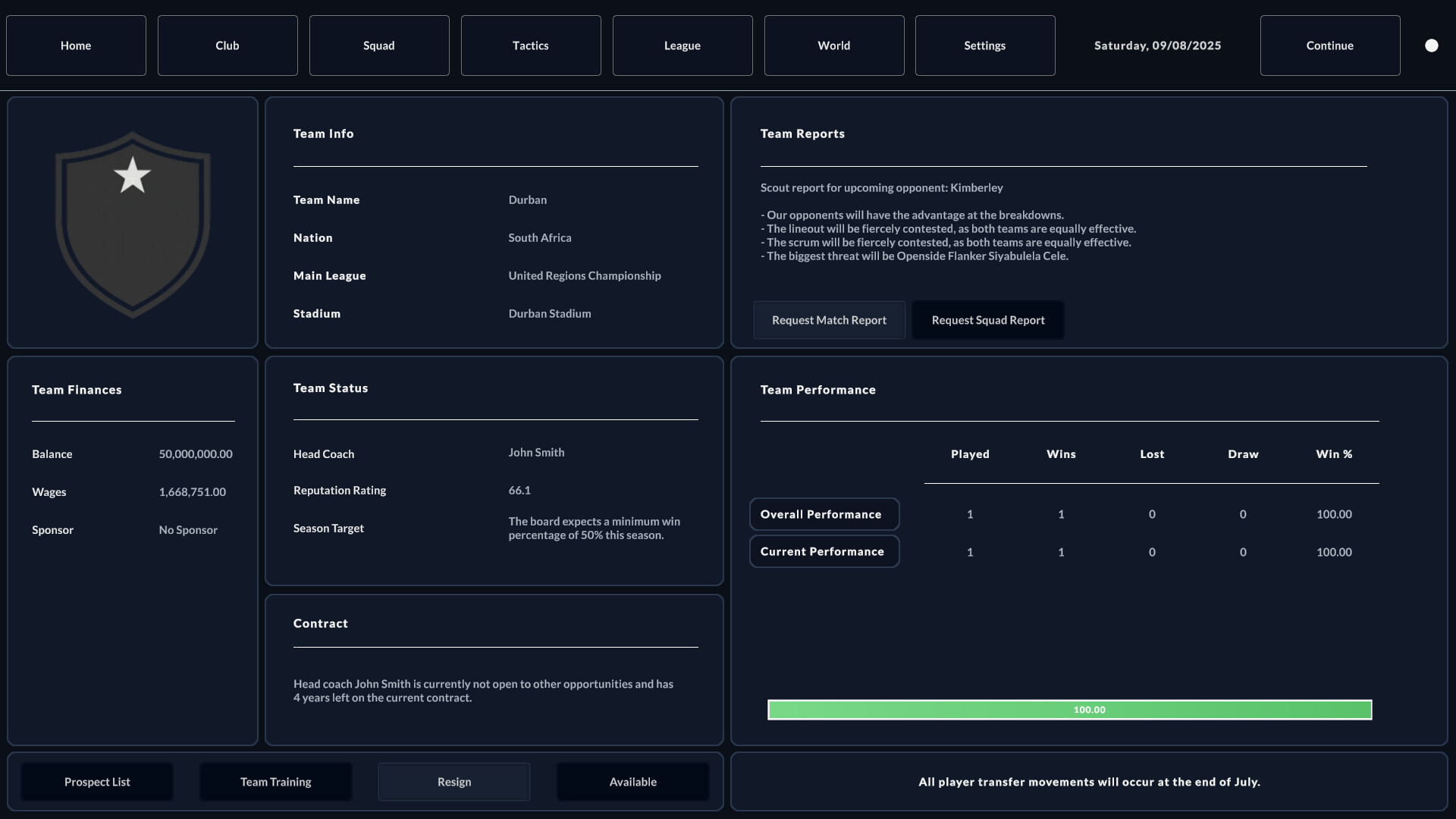 Rugby Career Manager screenshot #3