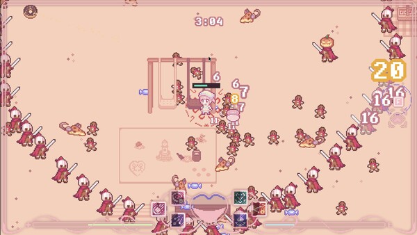 Screenshot of Sweets Magica Survivors gameplay showing in-action mechanics