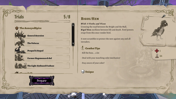 Screenshot of Vellum: Raid Night Study Hall