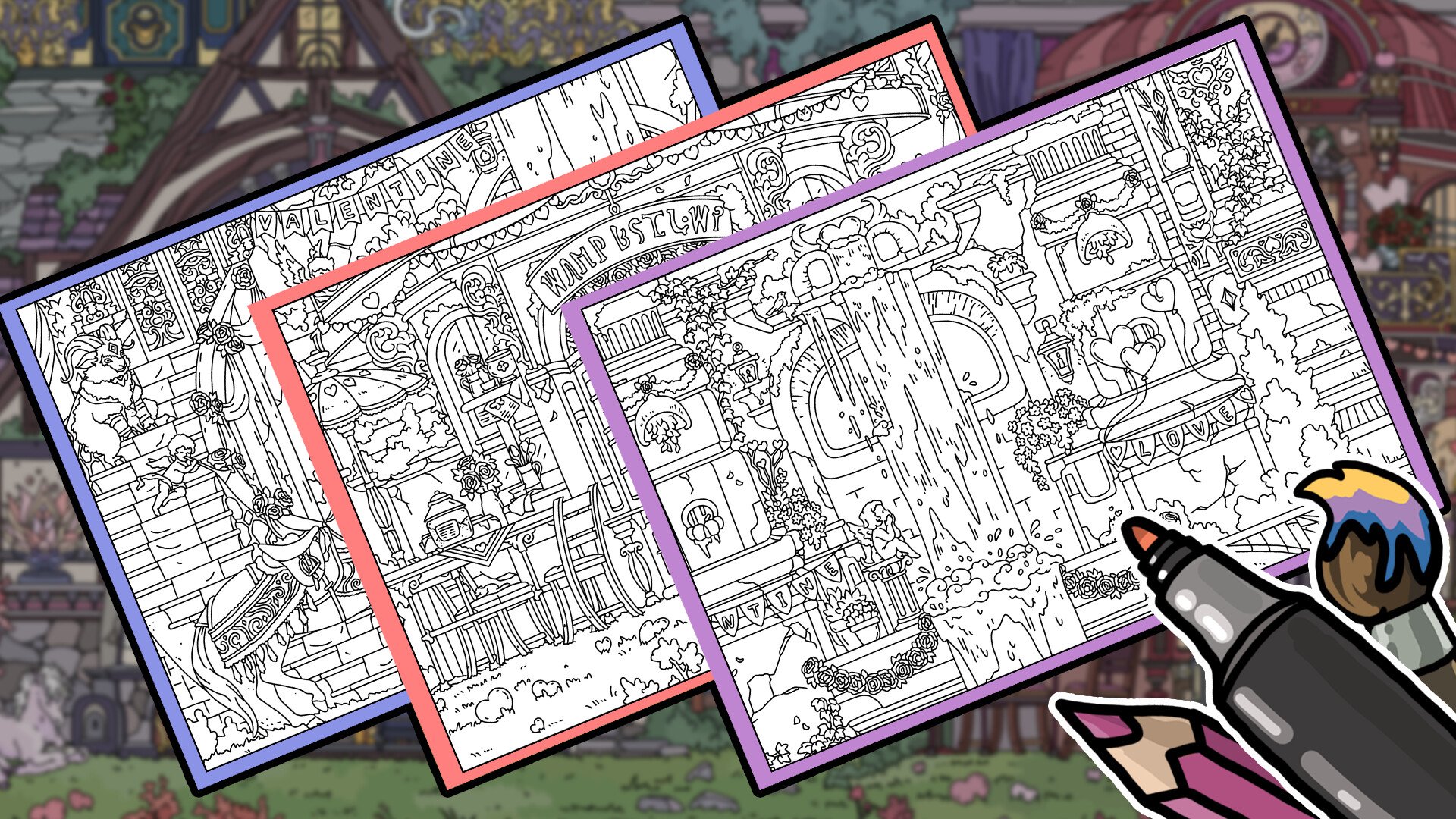 HIDDEN CATS 10: Valentine's Day 😻🐾💖 - Coloring Book Featured Screenshot #1