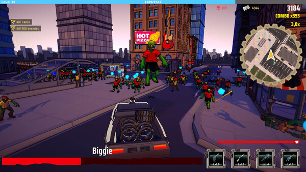 Screenshot of WTF: Wheels Tires and Flesh gameplay showing in-action mechanics