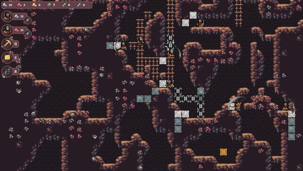 Screenshot of Dwarven Mining Company gameplay showing in-action mechanics