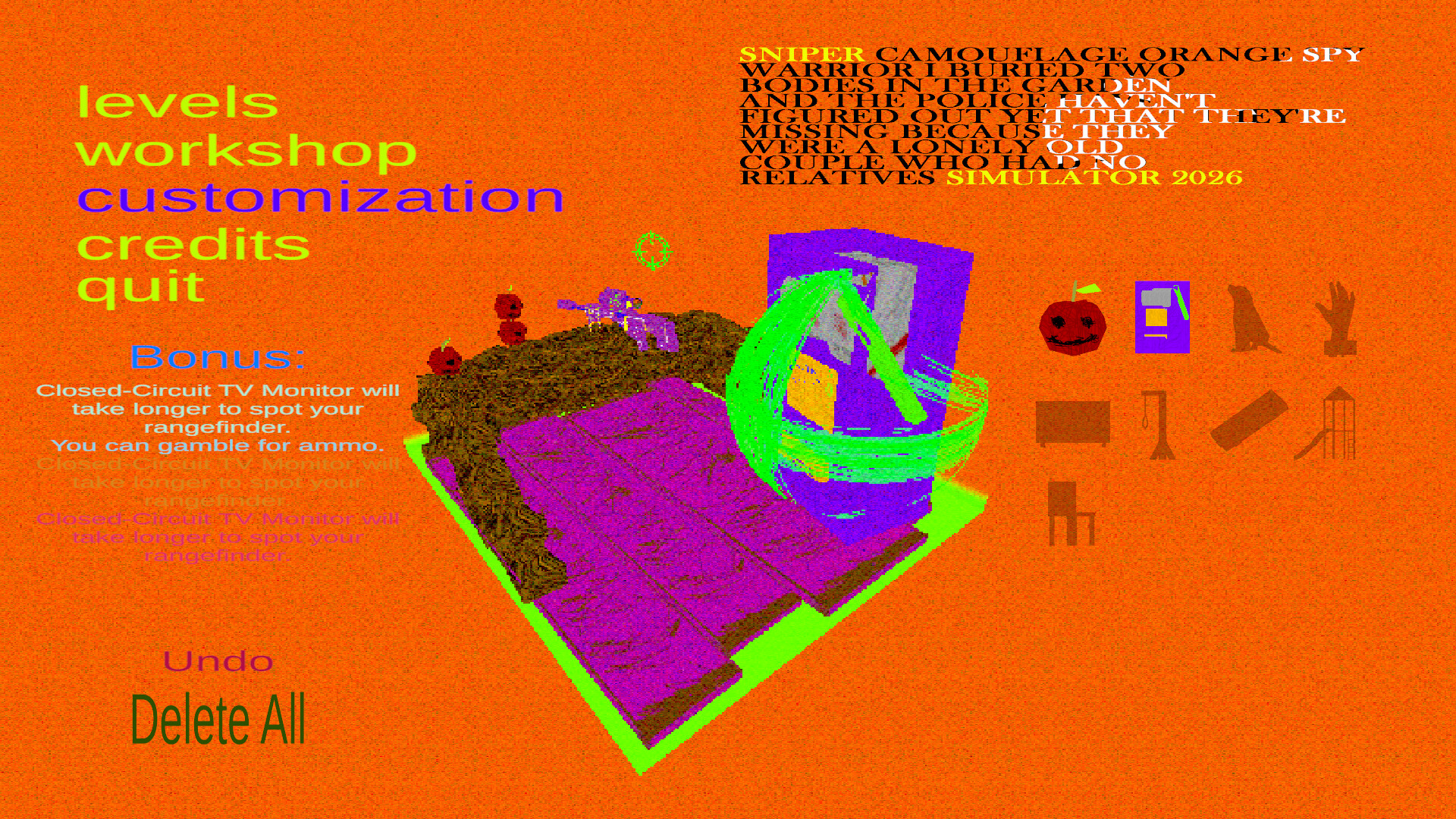 Sniper Camouflage Orange Spy Warrior I Buried Two Bodies in the Garden and the Police Haven't Figured Out Yet That They're Missing Because They Were a Lonely Old Couple Who Had No Relatives Simulator 2026 screenshot #10