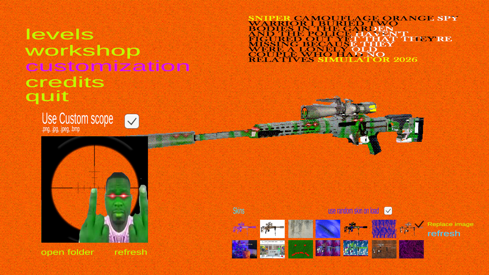 Sniper Camouflage Orange Spy Warrior I Buried Two Bodies in the Garden and the Police Haven't Figured Out Yet That They're Missing Because They Were a Lonely Old Couple Who Had No Relatives Simulator 2026 screenshot #6