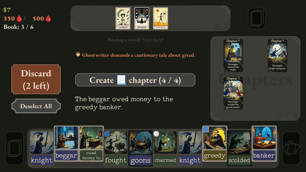 Screenshot of Ghostwriter's Pact gameplay showing in-action mechanics