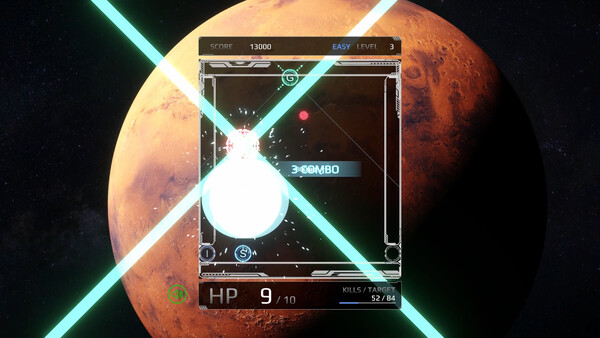 Screenshot of Type Strike gameplay showing in-action mechanics