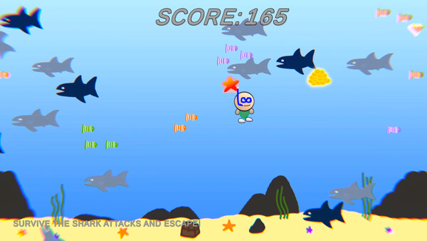 Screenshot of Dangerous Shark Depths gameplay showing in-action mechanics