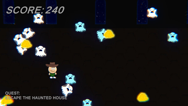 Screenshot of Ghost Mansion Run gameplay showing in-action mechanics