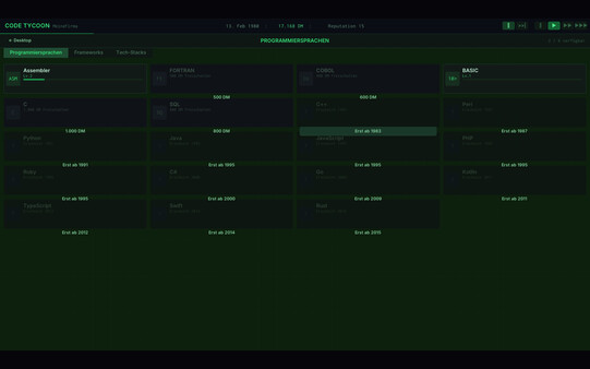 Screenshot of Code Tycoon gameplay showing in-action mechanics