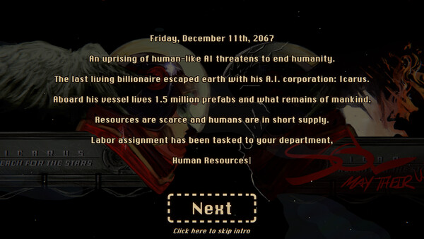 Screenshot of Human Resources gameplay showing in-action mechanics