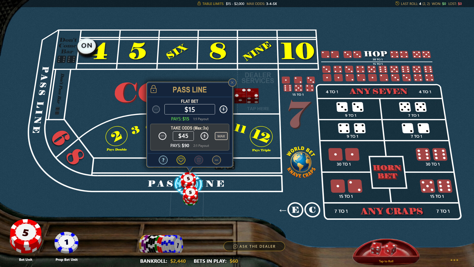 Knave Craps screenshot 3