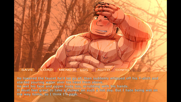Screenshot of 夕焼け色に染まる時 gameplay showing in-action mechanics