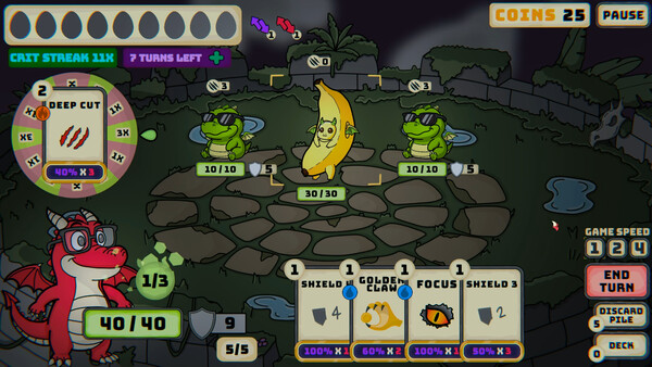 Screenshot of Random Dragons gameplay showing in-action mechanics