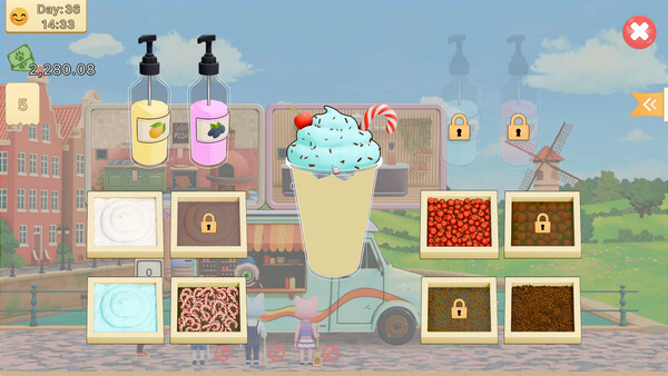 Screenshot of Kat Kat: The Food Truck gameplay showing in-action mechanics