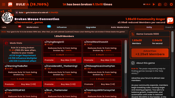 Screenshot 3 of Rule1A Incremental: Idle Forum - more gameplay footage