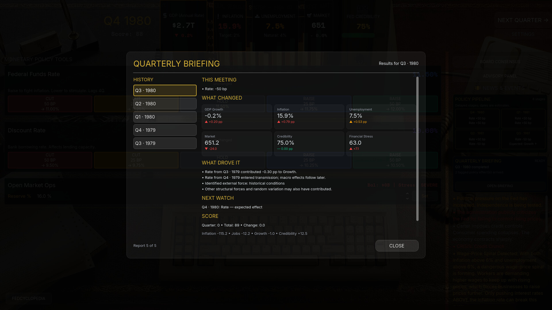 Federal Reserve Simulator screenshot 4