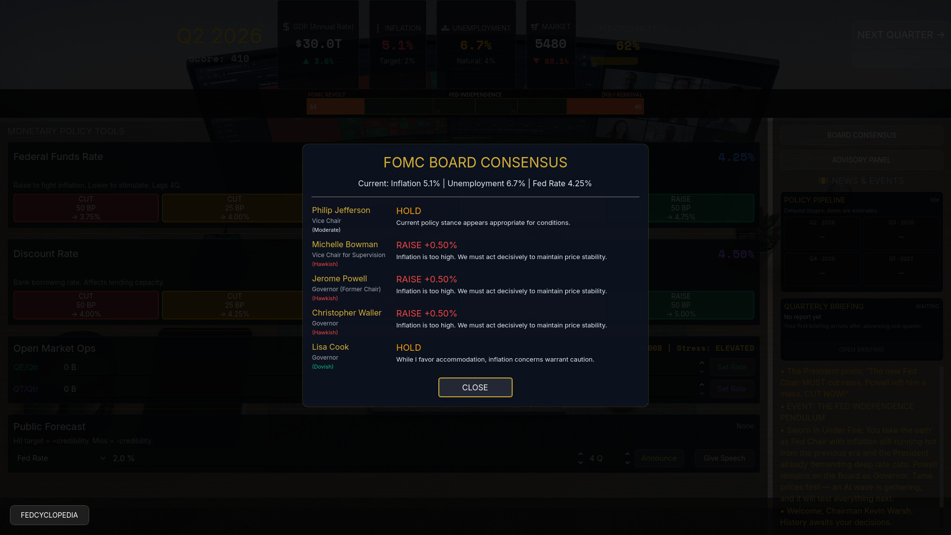 Federal Reserve Simulator screenshot 5