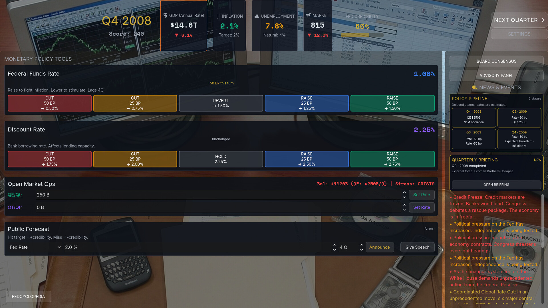 Federal Reserve Simulator screenshot 2
