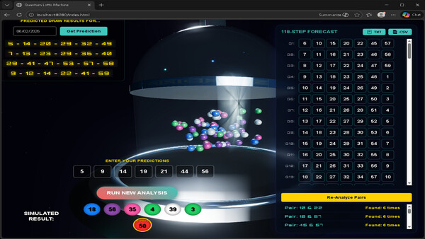 Screenshot of Quantum Lotto Machine