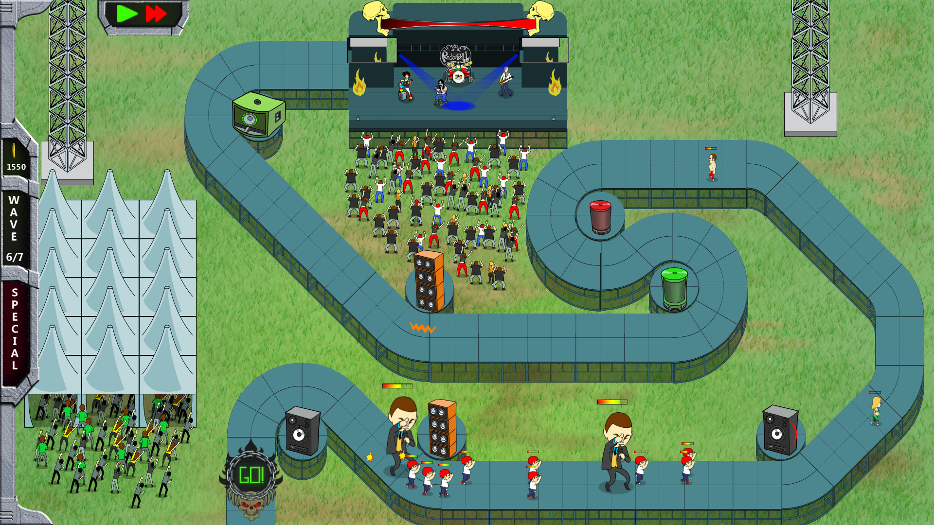 Rock 'N' Roll Defense gameplay screenshot 1