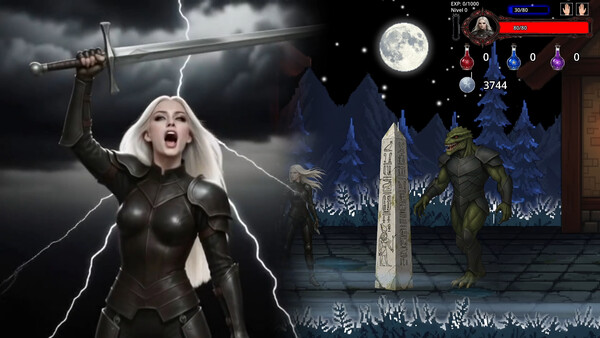 Screenshot of Satarichi: Heroes De Caelum gameplay showing in-action mechanics