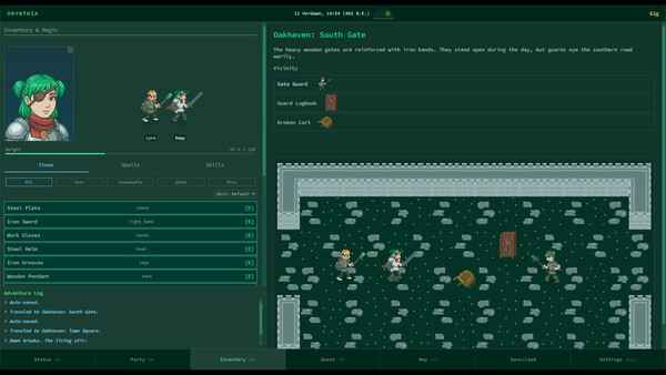 Screenshot of Your Quest: Tales of Orynthia gameplay showing in-action mechanics