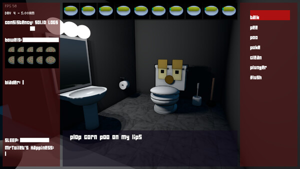 Screenshot of MrToilet gameplay showing in-action mechanics