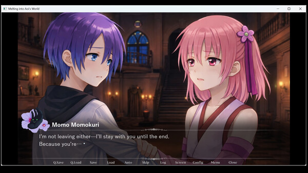 Screenshot of Melting into Aoi’s World gameplay showing in-action mechanics