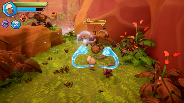 Screenshot of Spirit & Steel gameplay showing in-action mechanics