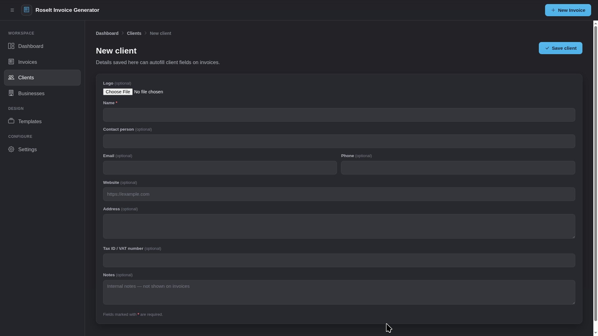 Roselt Invoice Generator screenshot 1