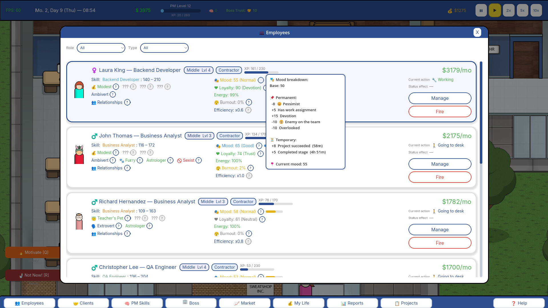 Project manager SIM screenshot 2