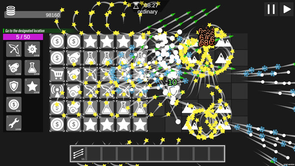 Screenshot of Radical Tower Defense gameplay showing in-action mechanics