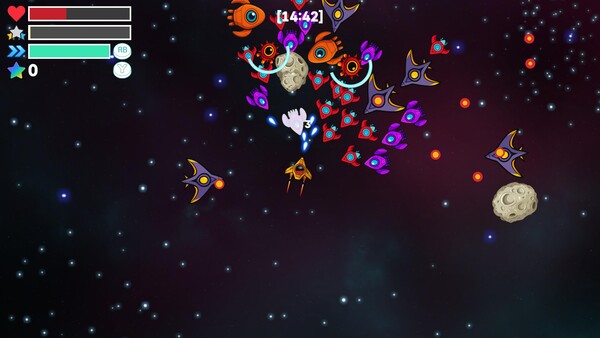 Screenshot of StarRush gameplay showing in-action mechanics
