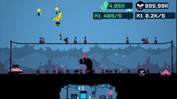 Screenshot of Clownless gameplay showing in-action mechanics