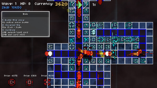 Screenshot of Exponent: The Scaling Tower Defense gameplay showing in-action mechanics