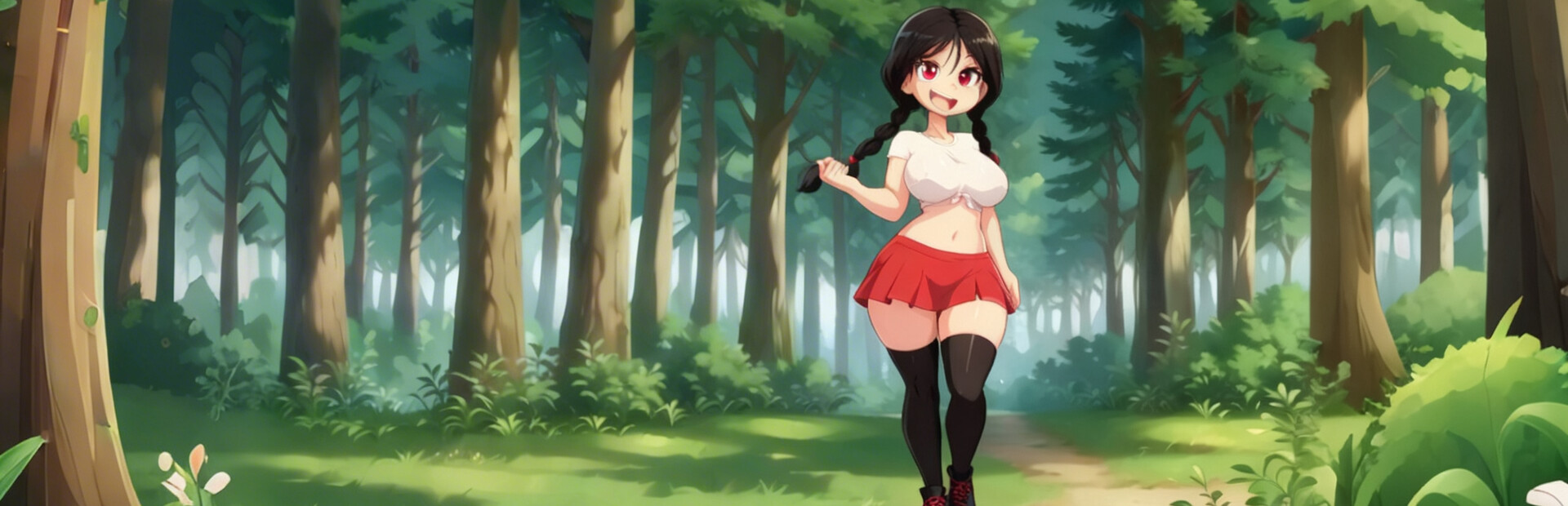 Sexy walk through the woods