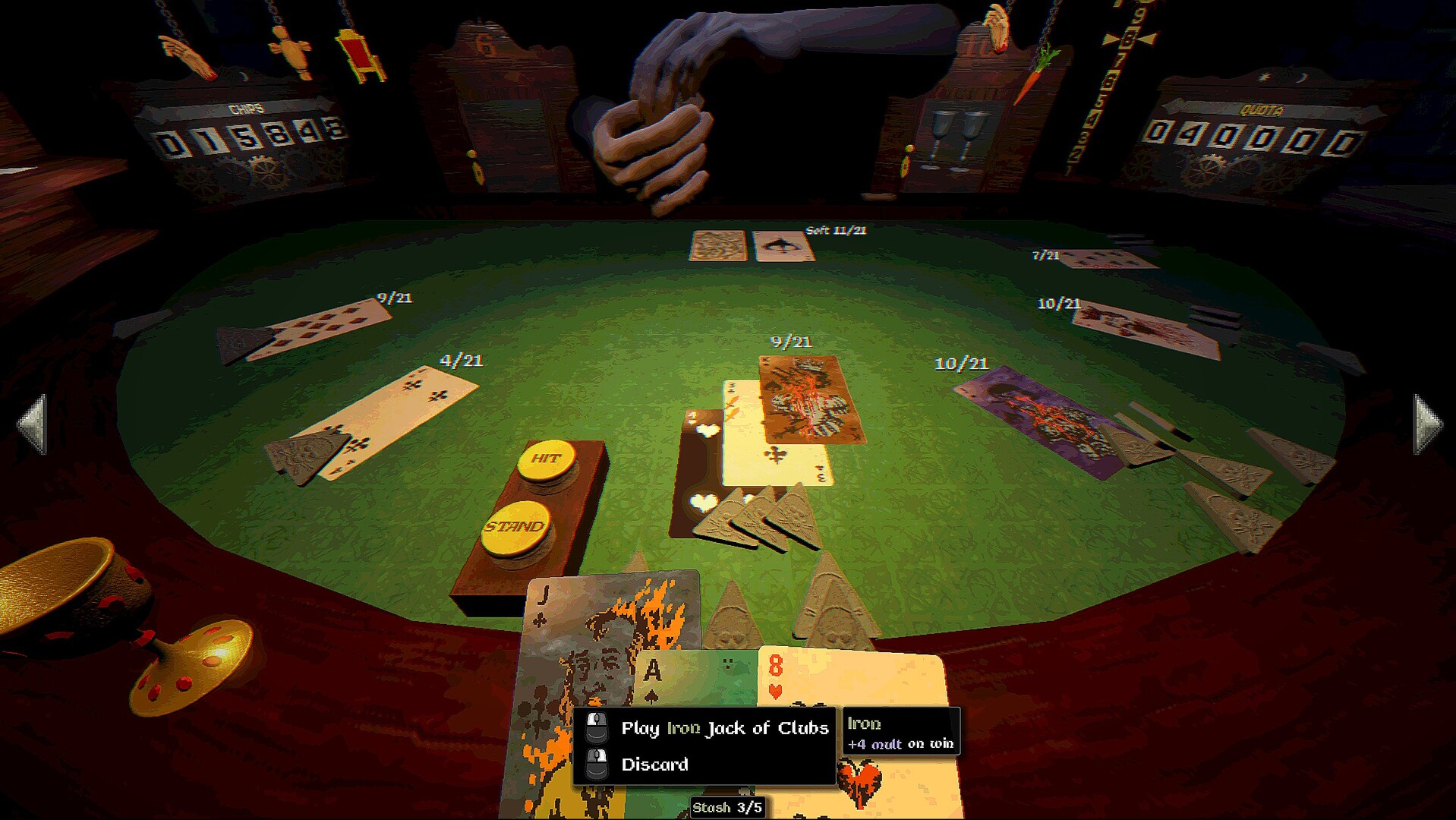 Official Steam screenshot showing a blackjack match in Blackout Jack