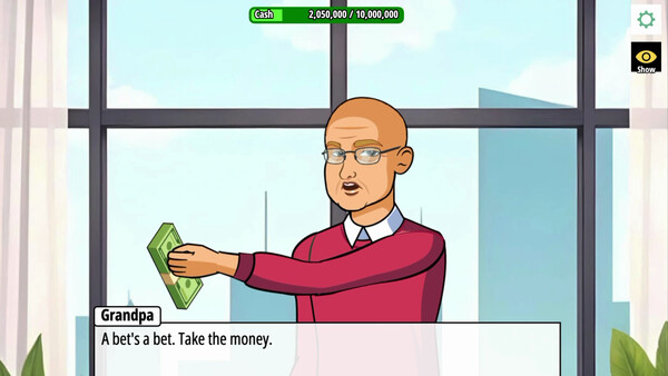 Screenshot of Scam Grandpa gameplay showing in-action mechanics