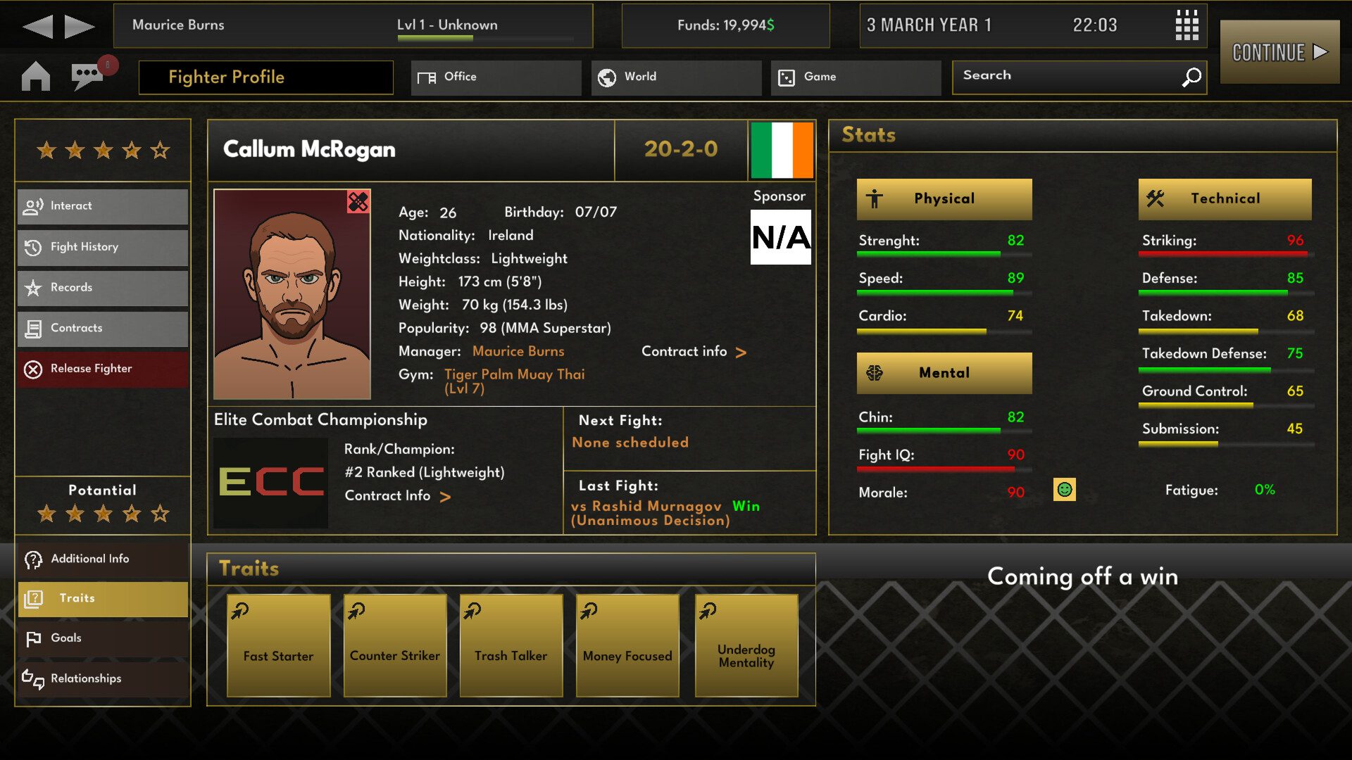 Elite MMA Manager screenshot #2