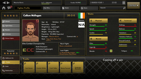 Screenshot 2 of Elite MMA Manager - additional gameplay view
