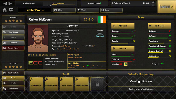 Скриншот 1 из игры Elite MMA Manager