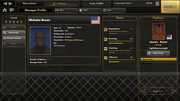 Скриншот 6 из игры Elite MMA Manager