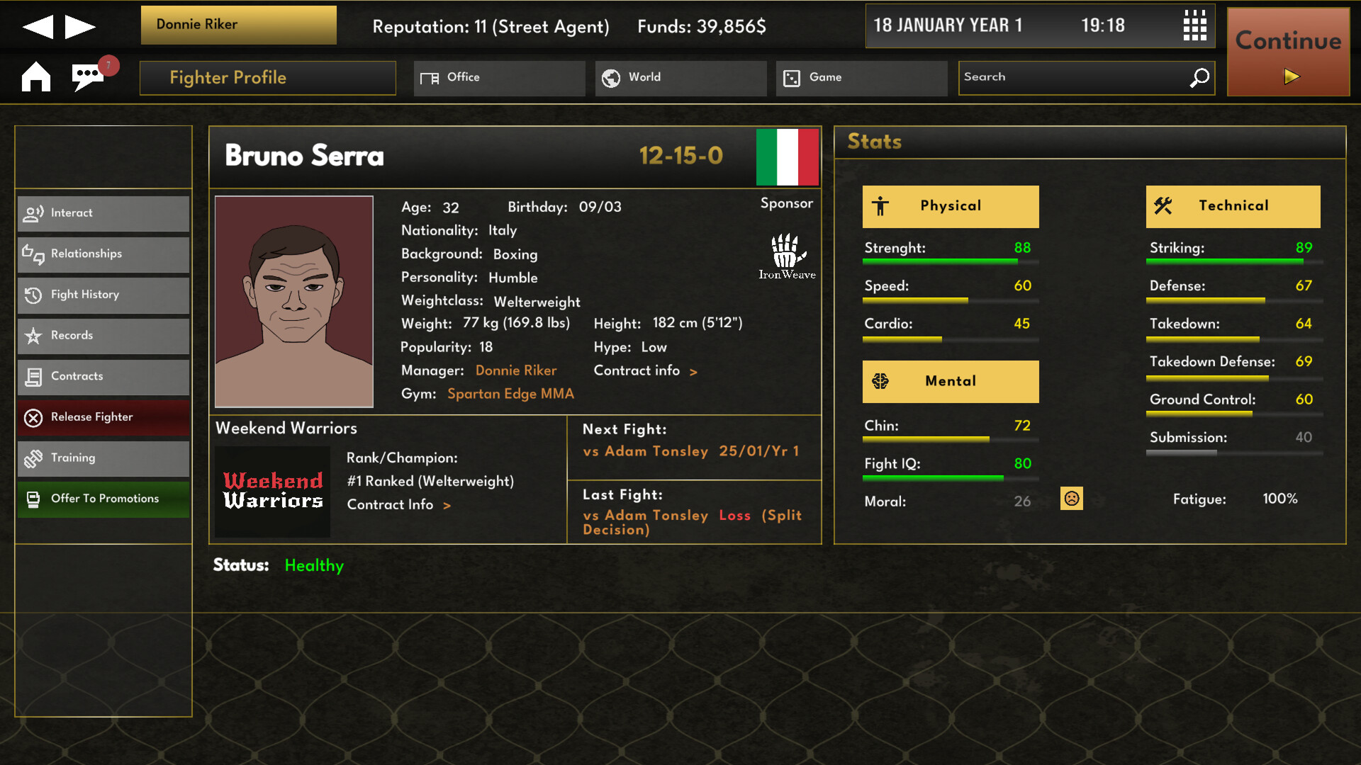 Elite MMA Manager screenshot #2
