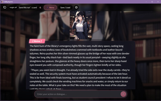 Screenshot of Infinite Galgame gameplay showing in-action mechanics