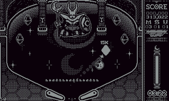 Screenshot of Devils on the Moon Pinball gameplay showing in-action mechanics